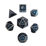 Metall Würfelset "Azure Dragon Scale" | Silber Blau | 7er RPG Würfelset