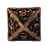 Metallwürfel mit fliegenden Drachen - Kupferfarben 18mm Set