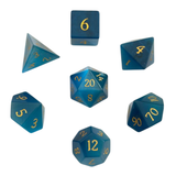 Blue Cat's Eye / Sapphire Blue Dice – RPG Würfelset | Blau & Gold