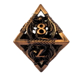 Metallwürfel mit fliegenden Drachen - Kupferfarben 18mm Set