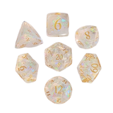 "Crystal Aurora" – 7-teiliges Glitter Würfelset