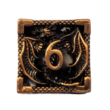Metallwürfel mit fliegenden Drachen - Kupferfarben 18mm Set