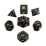 Metall Würfelset "Midnight Dragon Scale" | Gunmetal Blau | 7er RPG Würfelset