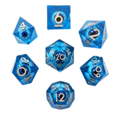 Floating Eyeball Würfelset Blau/Transparent (7er Set)