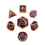 Metall Würfelset "Dragon Scale" | Roségold Blau-Lila | 7er RPG Würfelset