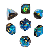 Galaxy Würfelset Blau/Grün – Sharp Edge (7er Set)