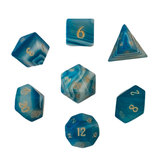 Blue Agate Dice – RPG Würfelset | Ozeanblau & Gold (blauer Achat)