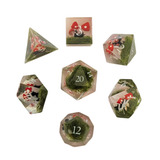 Mushroom Fantasy Würfelset / 7er Set - Transparente Sharp Edge Würfel mit Pilzen