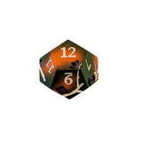 Metallwürfel Set Grün-Orange mit Blüten | 7-teiliges Würfelset