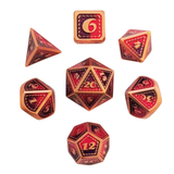 Metall Würfelset "Crimson Dragon Scale" | Roségold Rot-Lila | 7er RPG Würfelset