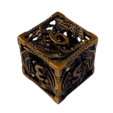 Metallwürfel mit fliegenden Drachen - Antikes Gold/Ancient Gold - 18mm Set