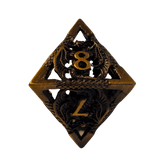 Metallwürfel mit fliegenden Drachen - Antikes Gold/Ancient Gold - 18mm Set