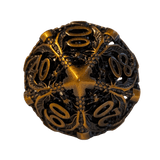 Metallwürfel mit fliegenden Drachen - Antikes Gold/Ancient Gold - 18mm Set