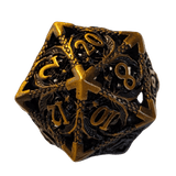 Metallwürfel mit fliegenden Drachen - Antikes Gold/Ancient Gold - 18mm Set