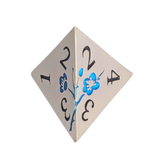 Metall Würfelset "Blue Blossom" – Silber mit blauen Blüten | 7-teiliges RPG Würfel Set