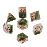 Mushroom Fantasy Würfelset / 7er Set - Transparente Sharp Edge Würfel mit Pilzen