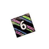 Regenbogen Metall Würfelset mit Glitzer-Streifen (Rainbow) | 7er Set
