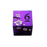 Metallwürfel Set Lila mit weißen Blüten | 7-teiliges Würfelset