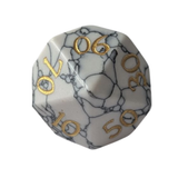 White Howlite Dice – Edelstein Würfelset | Weiß, Marmor & Gold