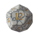 White Howlite Dice – Edelstein Würfelset | Weiß, Marmor & Gold