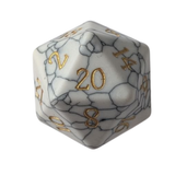 White Howlite Dice – Edelstein Würfelset | Weiß, Marmor & Gold