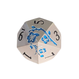 Metall Würfelset "Blue Blossom" – Silber mit blauen Blüten | 7-teiliges RPG Würfel Set