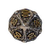 Metallwürfel mit fliegenden Drachen - Silber/Gold - 18mm Set