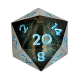 Riesen Drachenaugen-Würfel mit flüssigem Kern / Blau W20 (33mm)