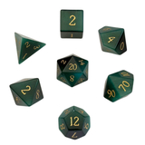 Green Cat's Eye / Emerald Green Dice - Edelsteinwürfel Set | Grün & Gold