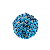 Dragon Scale Metallwürfel Set Blau – 7-teiliges RPG Würfelset mit Drachenauge