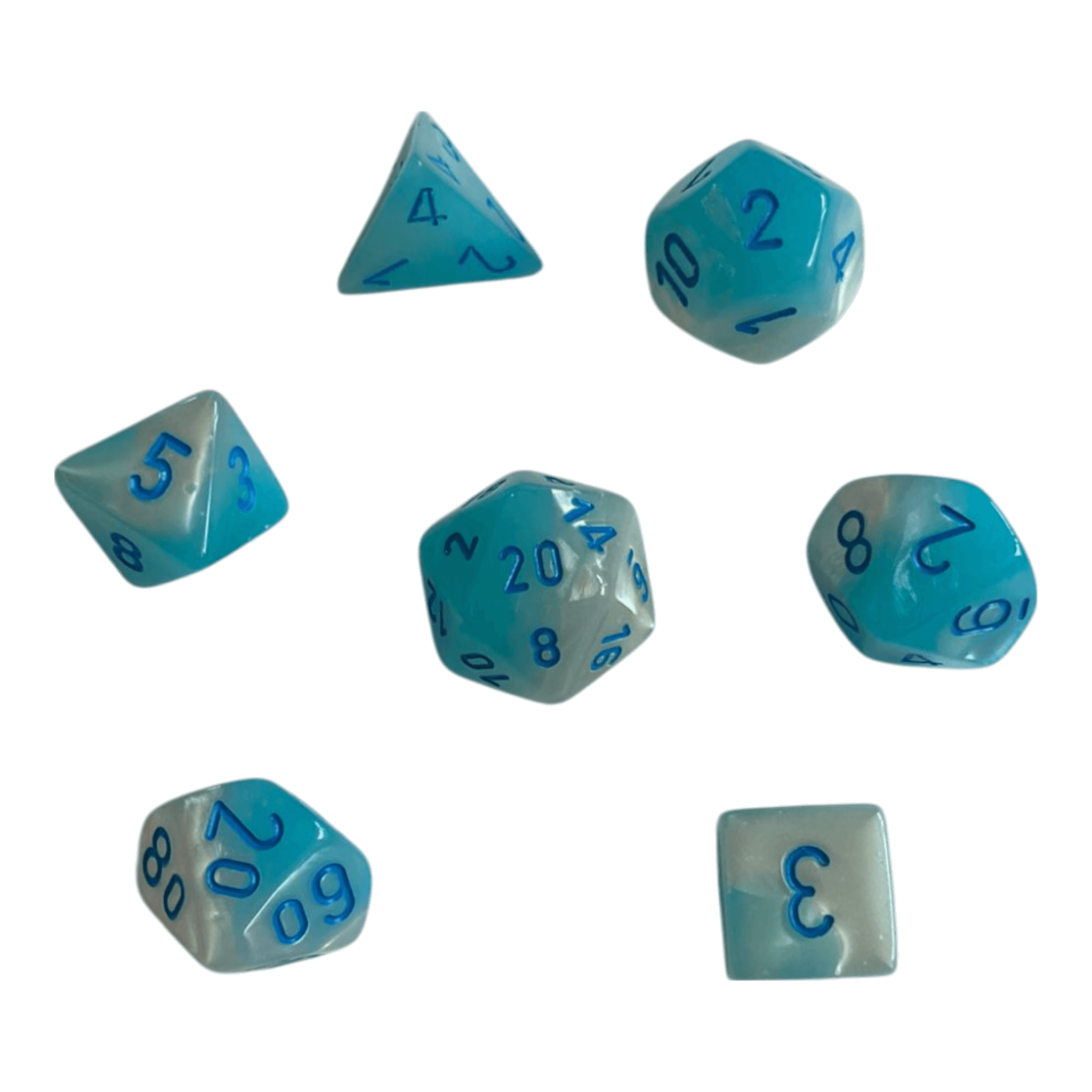 Chessex 7er Set Chessex Gemini Pearl Turquoise White/Blue