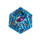 Dragon Scale Metallwürfel Set Blau – 7-teiliges RPG Würfelset mit Drachenauge