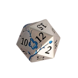 Metall Würfelset "Blue Blossom" – Silber mit blauen Blüten | 7-teiliges RPG Würfel Set