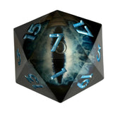 Riesen Drachenaugen-Würfel mit flüssigem Kern / Blau W20 (33mm)