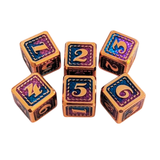 Metall W6 Würfelset "Dragon Scale" | Roségold Blau-Lila | 6-teilig (16 mm)