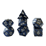 Schwarzer Nickel mit blauen Streifen Metallwürfel Set