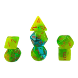 Chessex Gemini Plasma Green/Teal/Orange 7er Set