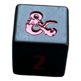 D&D W6 aus Metal in schwarz/rot (4er Pack)