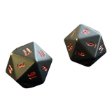 D&D W20 aus Metal in schwarz/rot (2er Pack)