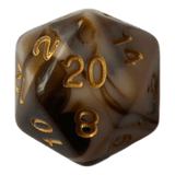 W20 Marmorierter Würfel in Chocolate & Rosa - 16mm