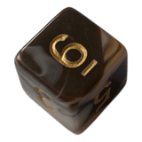 W6 Marmorierter Würfel in Chocolate & Rosa - 16mm
