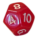 Perlmutt Würfel W12 Rot mit goldenen Zahlen