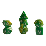 Perlmuttwürfel 7er Set in Grün & Gelb