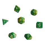 Perlmuttwürfel 7er Set in Grün & Gelb