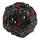 W12 Totenkopf Metallwürfel (Schwarz mit roten Nummern) - 18mm