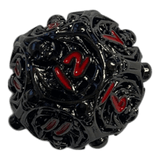 W12 Totenkopf Metallwürfel (Schwarz mit roten Nummern) - 18mm