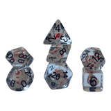 Transparente Würfel mit Totenkopf - Bluttropfen Set