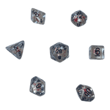 Transparente Würfel mit Totenkopf - Bluttropfen Set
