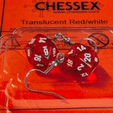 Chessex W20 Ohrringe – Translucent Red Mini-Poly