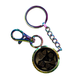 Schlüsselanhänger - Rainbow Optik - inkl. Mini Metall Würfel Set - Ancient Brass - 6mm